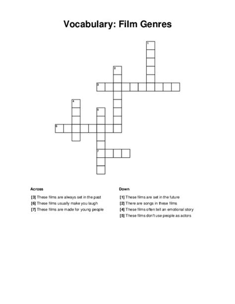 film genre crossword clue|film genre 3, 2 letters Crossword Clue